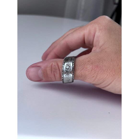 Handmade Rose Spoon Ring - Size 9.5 Floral Silverware Wrap Band Silver - Picture 2 of 8